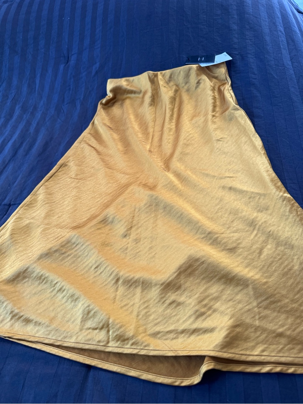 Satin A-Line Skirt in Mustard Yellow
